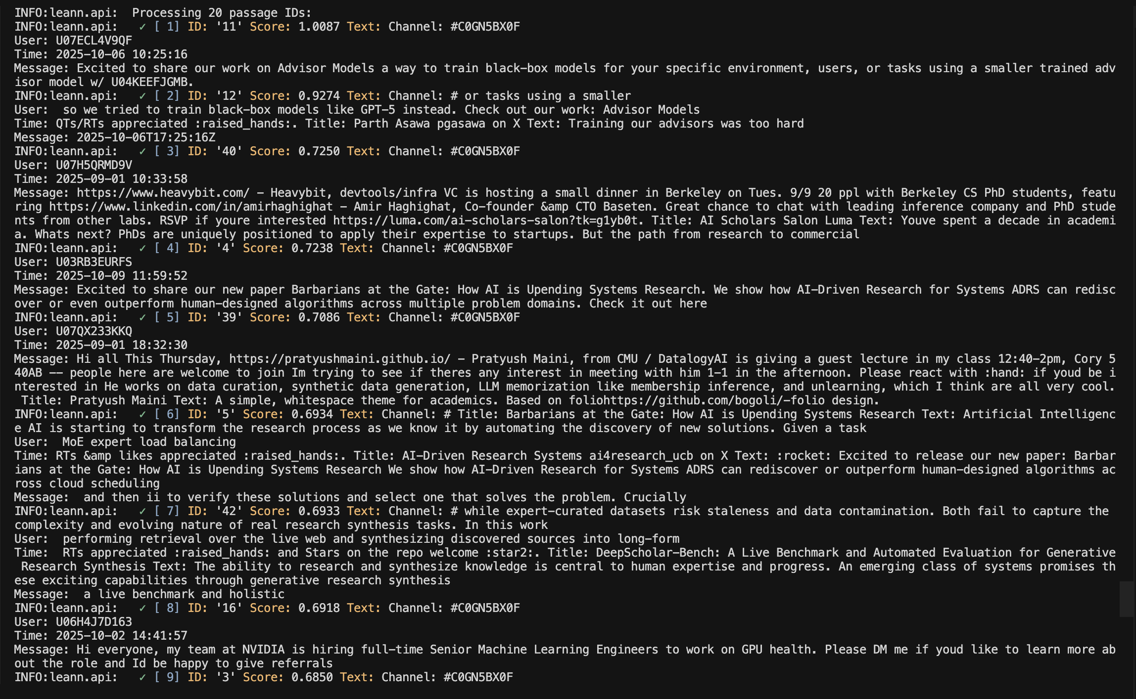 Advisor Models Query - Search Results